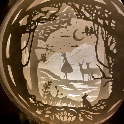 Girl in the Forest Paper Lamp